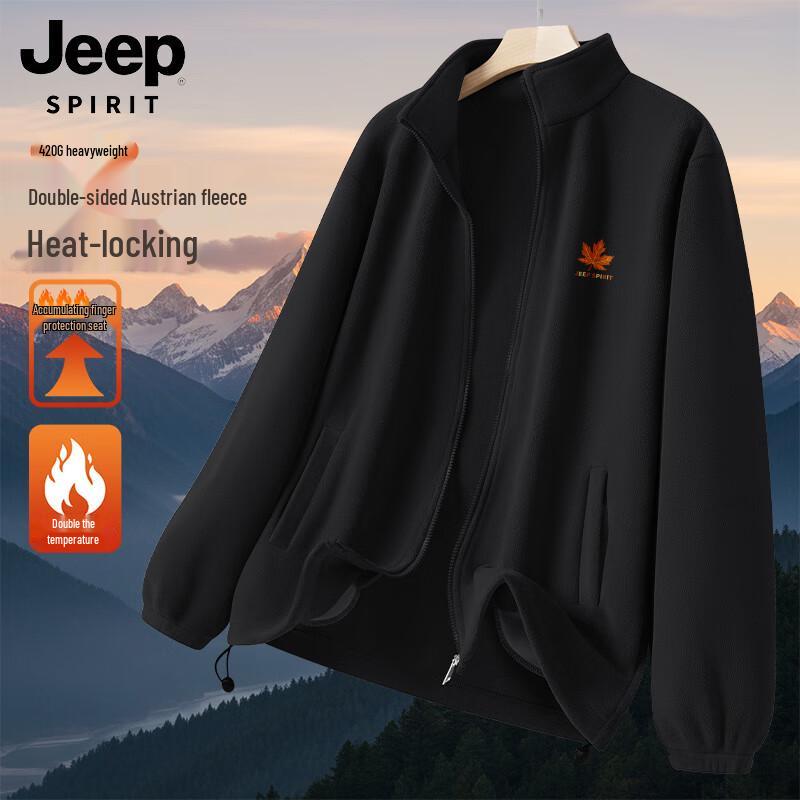 

JEEP SPIRIT Men s Double-Sided Fleece Stand Collar Winter Jacket M