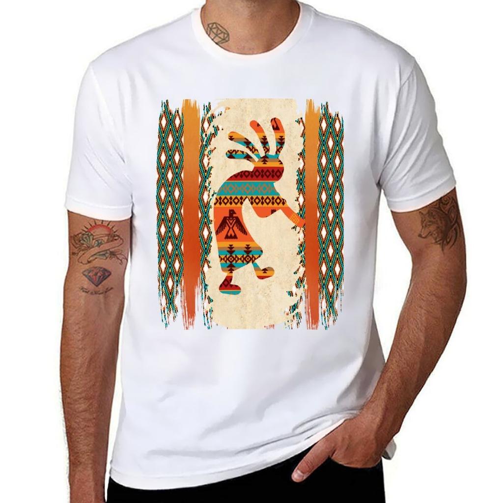 Kokopellinative American With Tribal Pattern Border Tshirt Quick Dry Sports Short Sleeve Tee