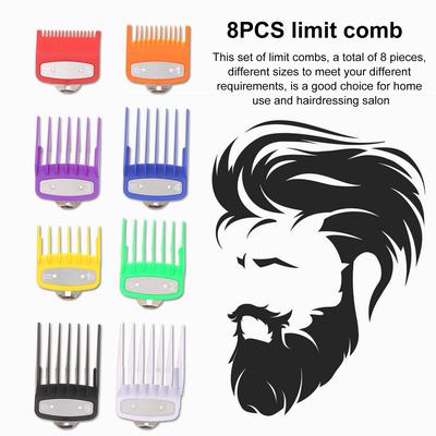 Sada 8ks stříhacího průvodce Comb Barbers Sada kadeřnických nástrojů Colorful Limit Comb Set Kompatibilní s WAHL