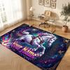 Horse Theme Soft Crystal Velvet Rug Custom Name & Text Print Non Slip Floor Rug for Bedroom Living Room