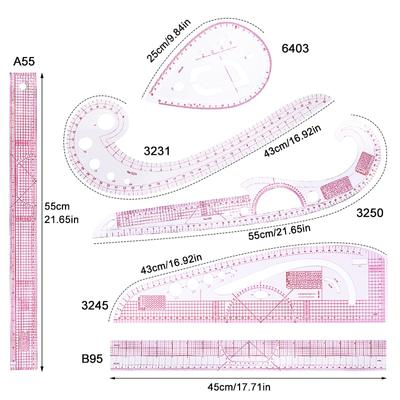 Kleidungsmuster-DIY-Werkzeug, französisches metrisches Kurvenlineal, weiches Graduierungslineal, Maßschneiderlineal, Zeichenvorlage, Nähzubehör