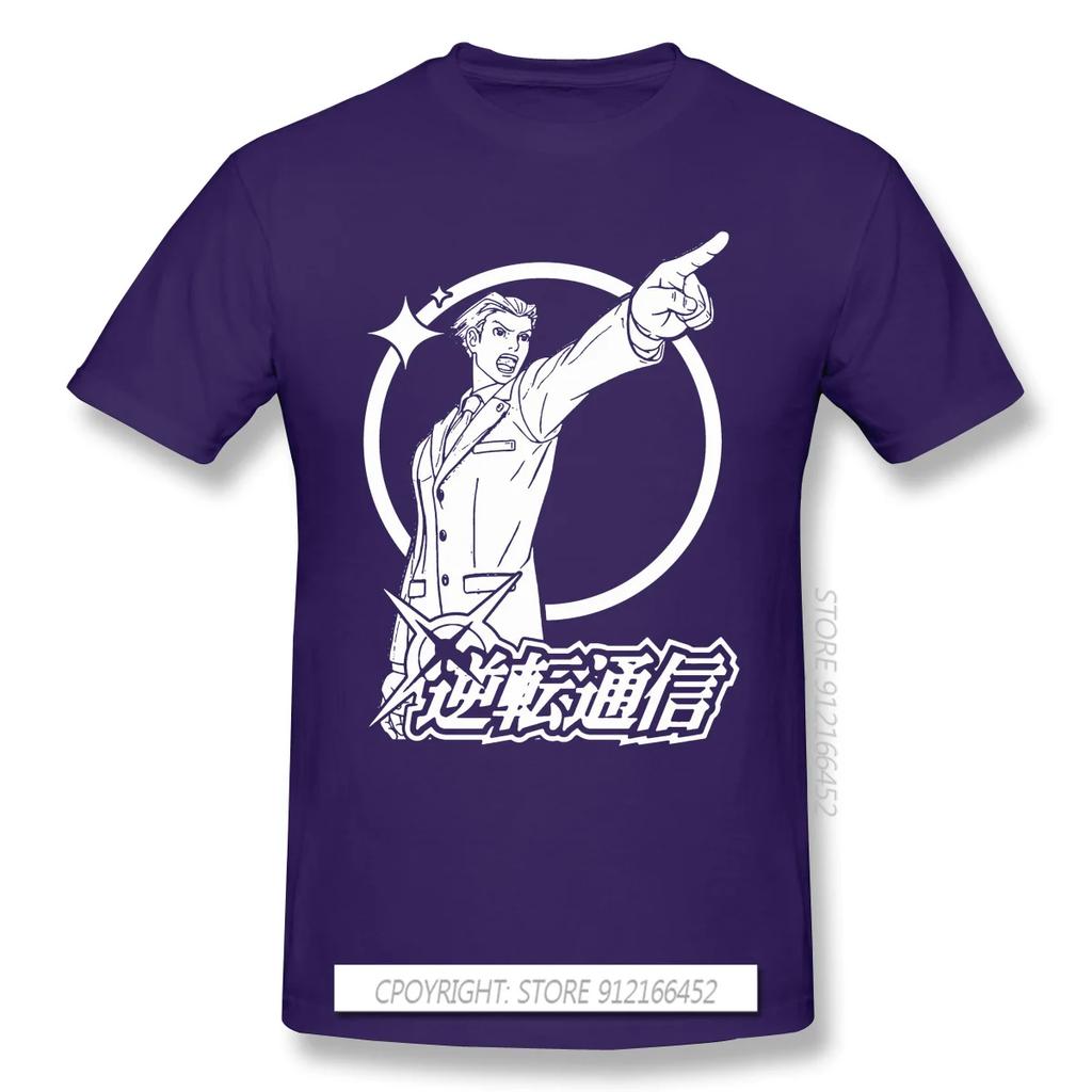 High Quality Men Clothes O-Neck 100% Cotton Cool  T-Shirts Phoenix Wright Ace Attorney Miles Fey Games Sleeve Short
