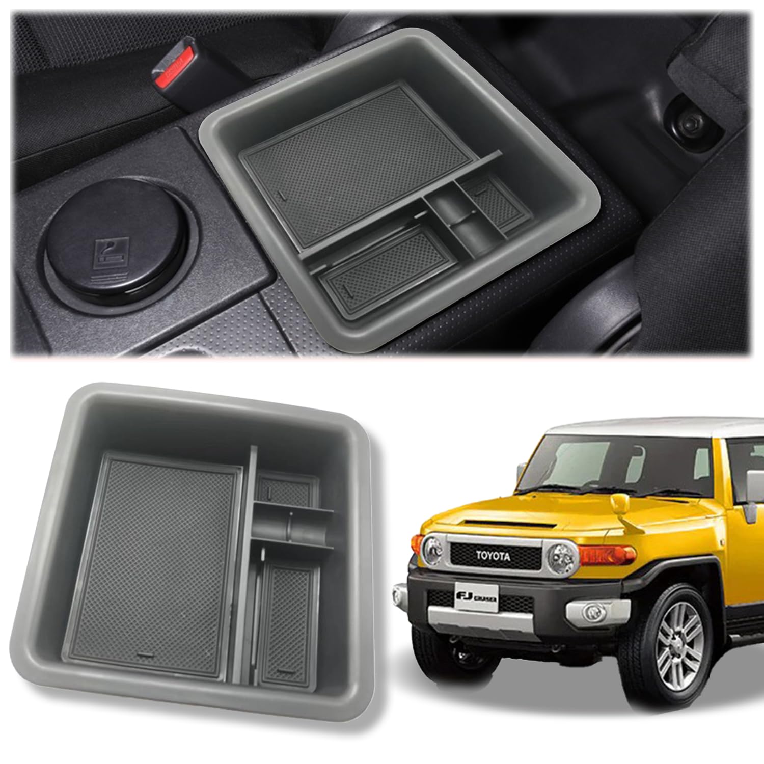 

Бокс для хранения Консольный лоток с резиновым ковриком Детали интерьера Пользовательские детали Тюнинг Защита от царапин Toyota [FJ Cruiser] 2010~2024 Встроенный Противоскользящий чёрный