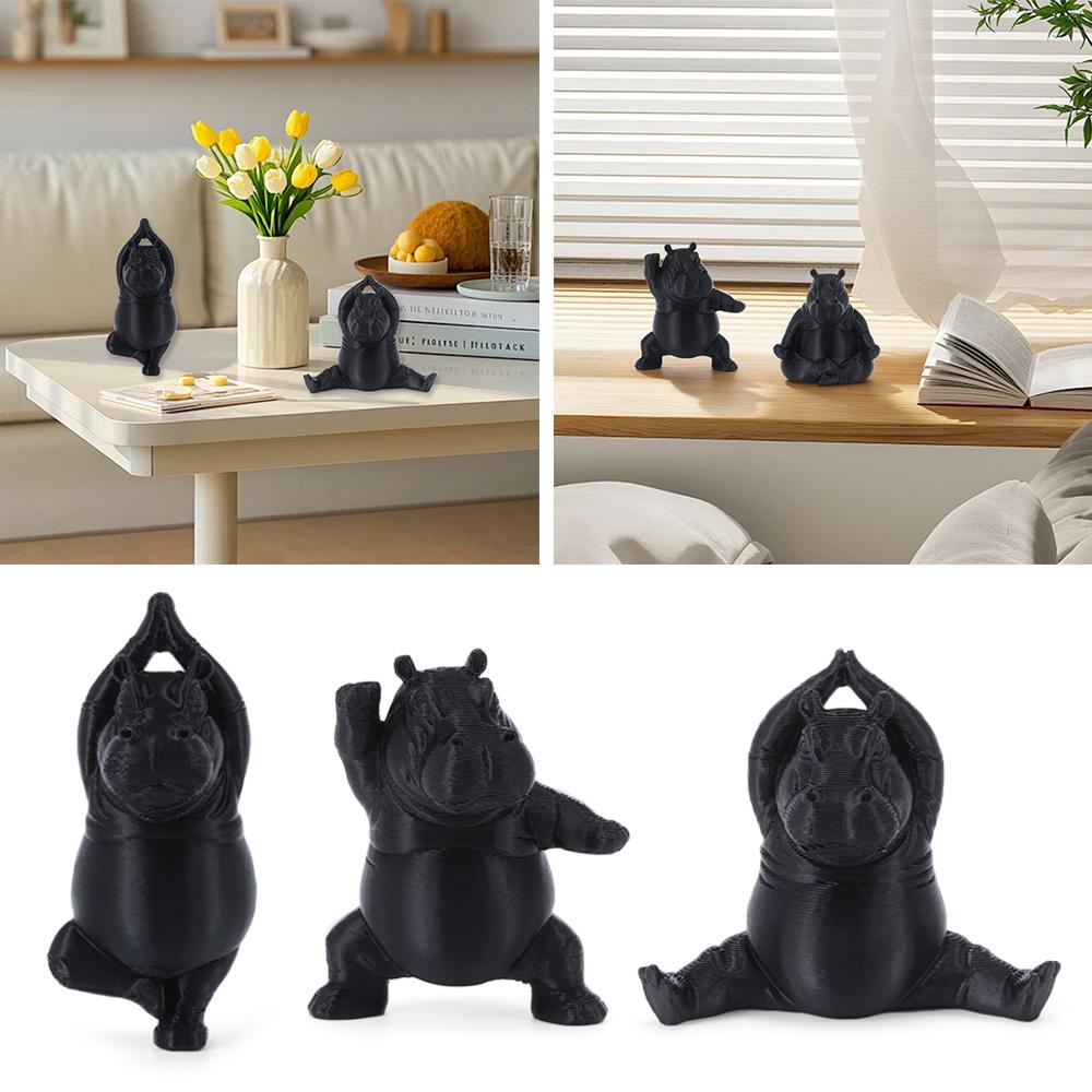 3D-Druck Yoga Flusspferd Statue Harz Flusspferd Figur Flusspferd Dekorative Ornamente Mehrere Stile Mini