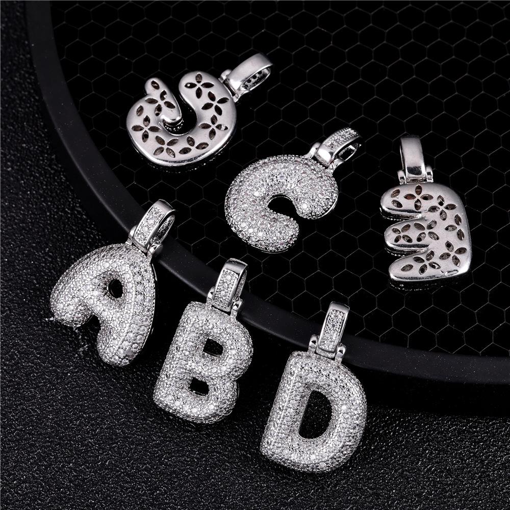 Cross Hip Hop Copper Zircon 26-Letter Pendant Necklace