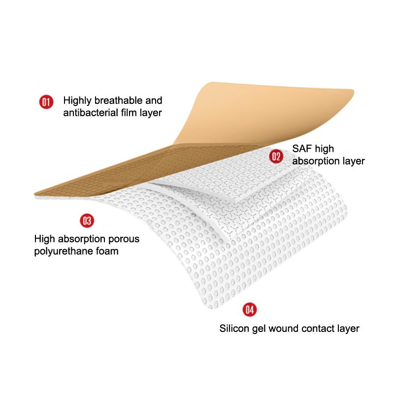 Hydrokoloidní adhezivní obvaz na rány 9 velikostí sterilní náplast na hojení proleženin podložka pro péči o rány pěnová obvazová náplast