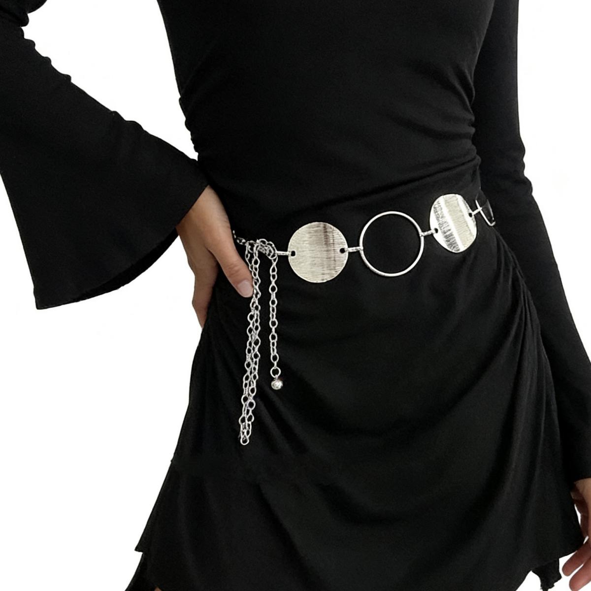 

Elegant Metal Round Waist Chain for Women Geometric Splicing Hollow Body Chain Bohemian Party Banquet Jewelry Gifts Daily Wear