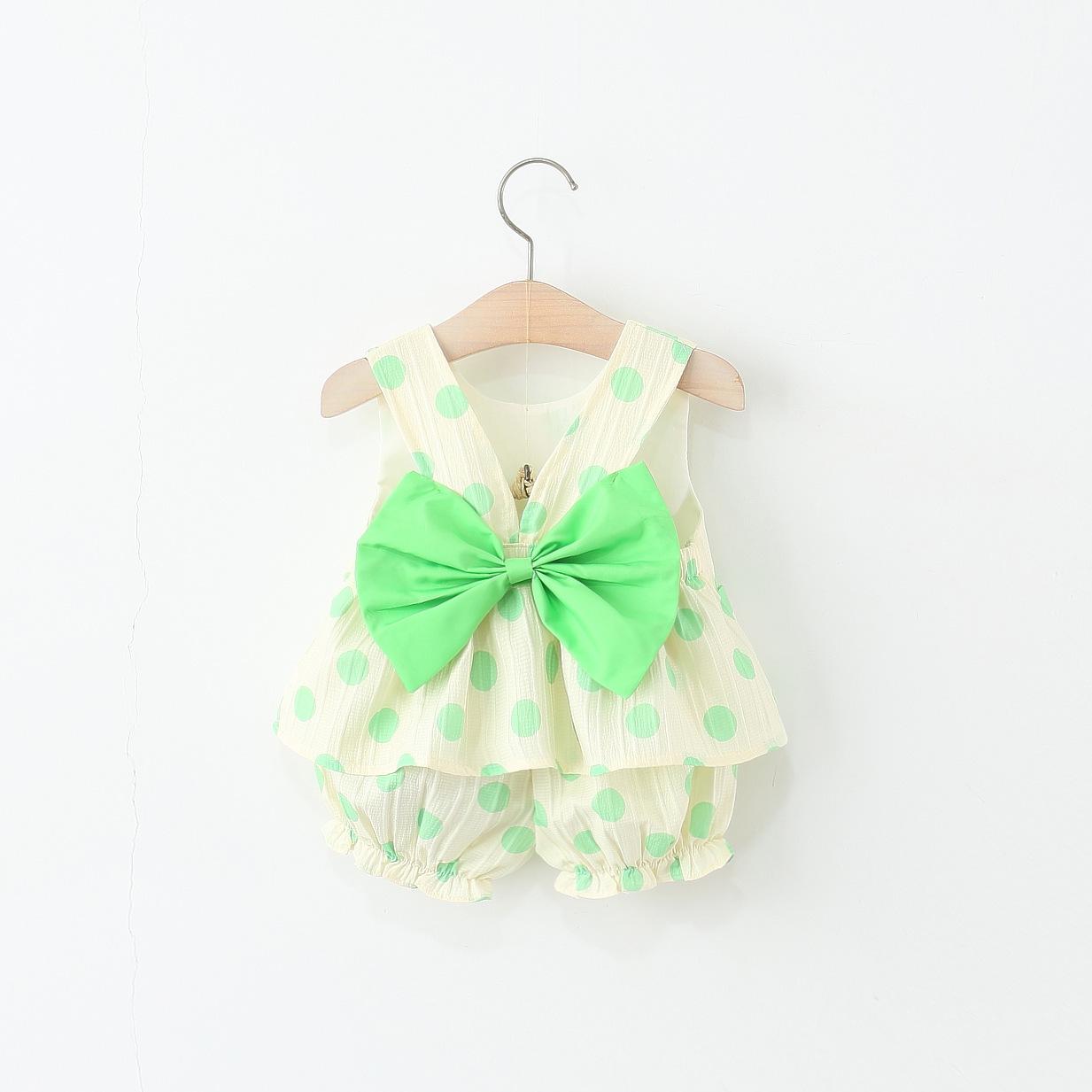 

Summer Polka Dot Sleeveless Vest & Shorts Set for Kids 6/80cm зелёный