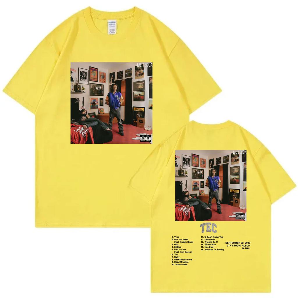 Rapper Lil Tecca Tec Album Poster Merch Tshirt Mens Womens Hip Hop Vintage Short Sleeve T Shirt Casual Fashion Loose Tshirts