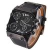 European And American Oulm Oulei Personalized Men'S Belt Casual Business Watch Three Places Time Large Dial Watch