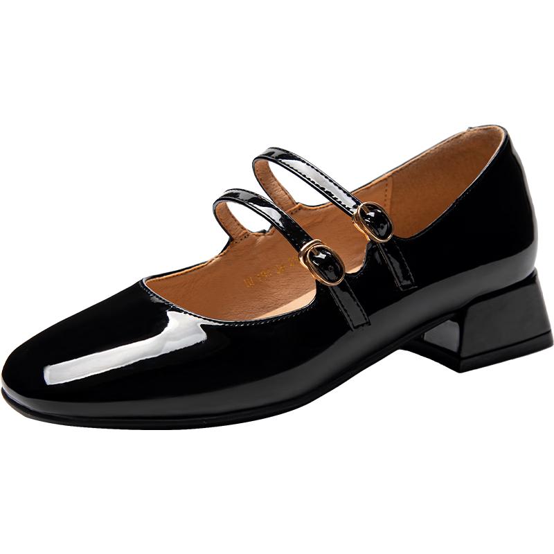 Women's Elegant Block Heel Square Toe Mary Jane Footwear