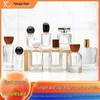 Luxurious Round Glass Perfume Bottle with Thick Base and Sealed Wood Lid - Multiple Sizes Available