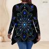 Women Plus Size V Neck Long Sleeve Colorful Galaxy Printed Asymmetric Hem Tunic Top