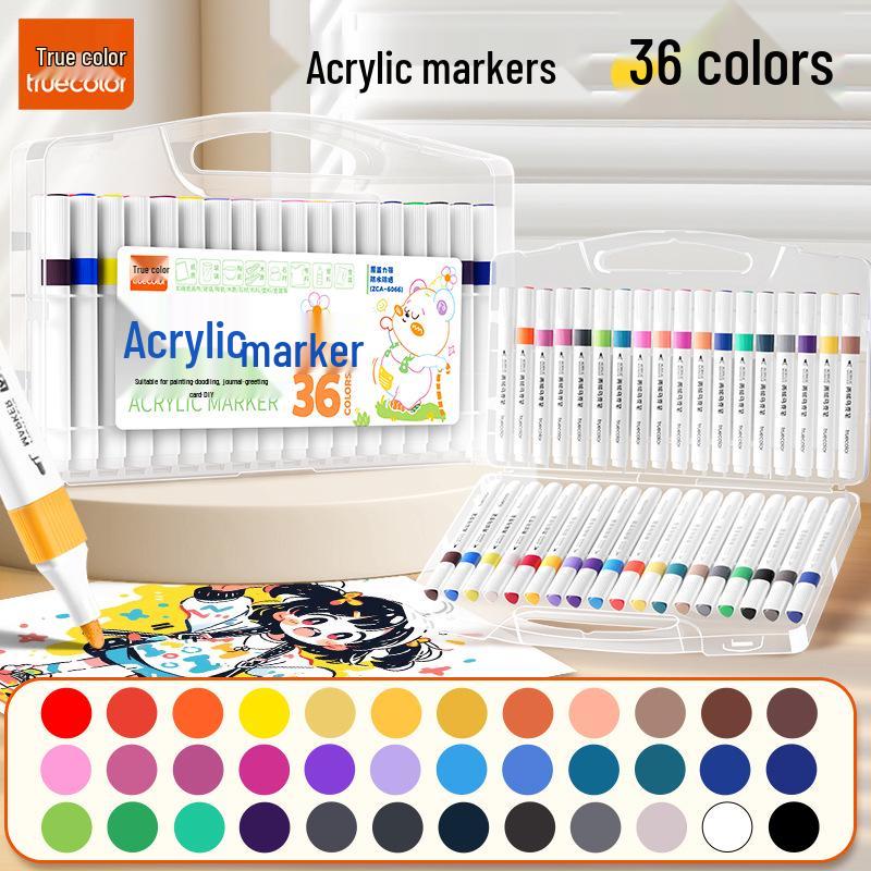True Color Soft Tip Acrylic Marker Pens - Non-Bleeding, Stackable, Hand-Painted Graffiti & Watercolor Art Pens for Students