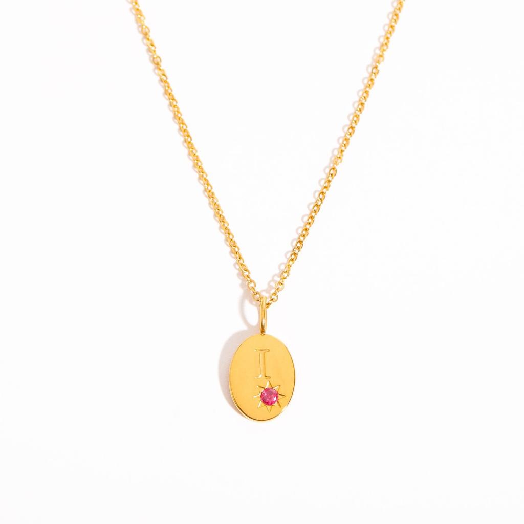 Titanium Steel High Color Retention 26 Letters Zircon 12 Constellations 12 Constellations Color Retention Necklace Plated With 18K Gold