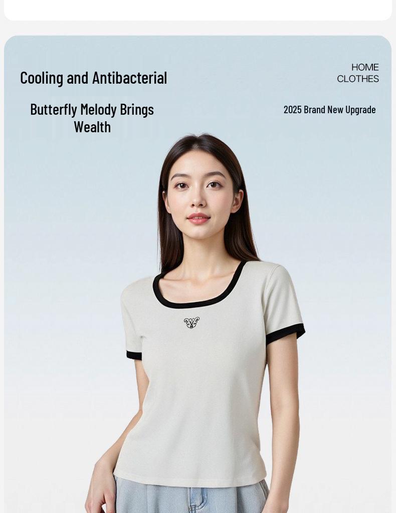 Women's Plus Size Tencel Short Sleeve Antibacterial Slimming T-Shirt