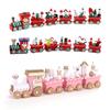 Yousheng Mini Christmas Train Wooden Train Ornament with Mini Snowmen Santa Xmas-themed Train Table Decoration Toy Train Gifts for Kids