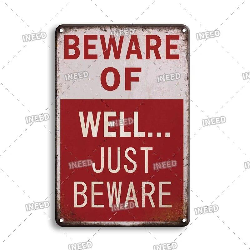 Warning Tin Sign Caution Decoraitve Plaque No Trespassing Retro Metal Vintage Plate Garden Man Cave Club Home Shop Wall Decor