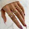 Vintage Gold Silver Color Geometric Rectangle Round Rings Set for Women Men Fashion Snake Sun Leaves Rings Jewelry Gift