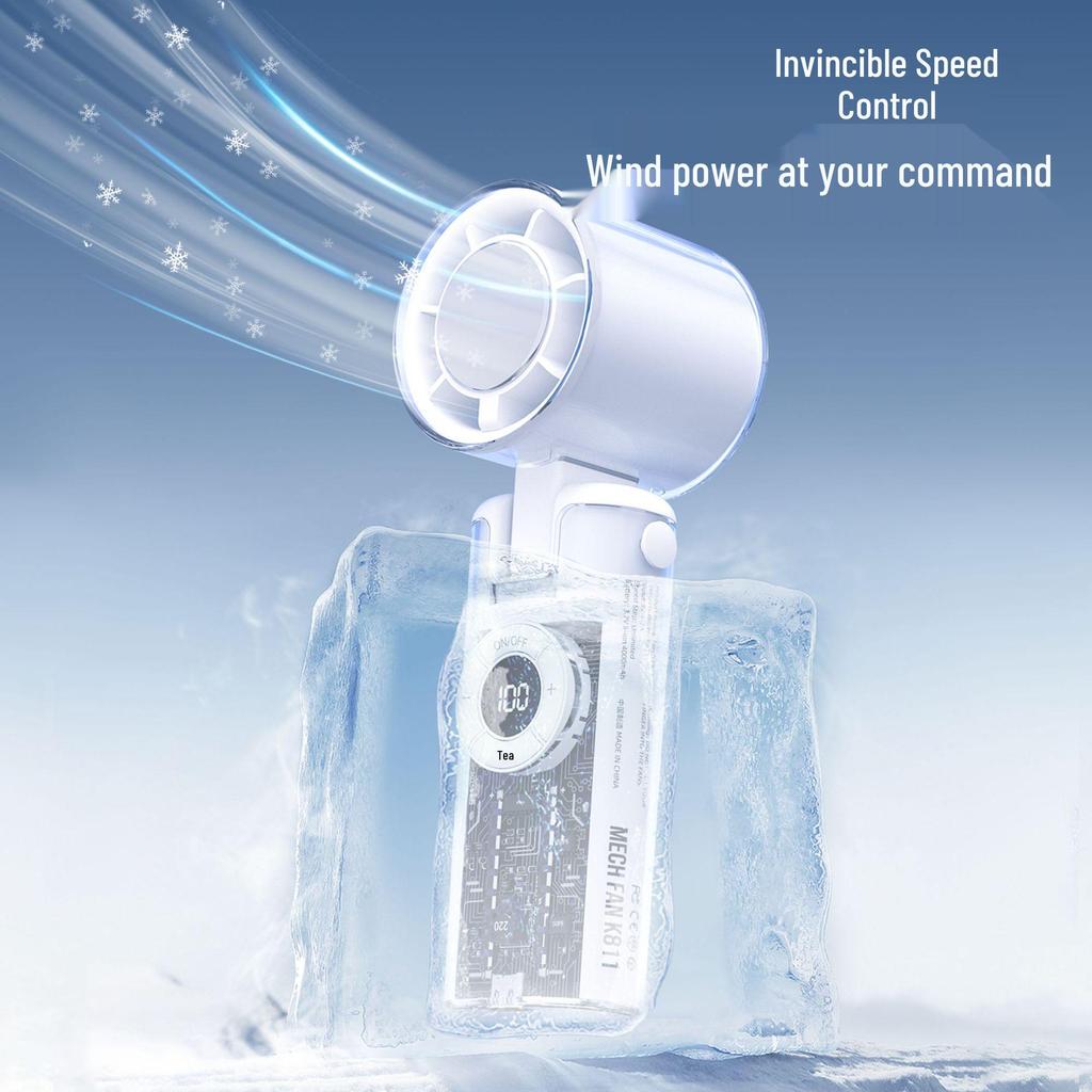 Mecha Style Transparent Portable Mini Handheld Fan for Outdoor Cooling