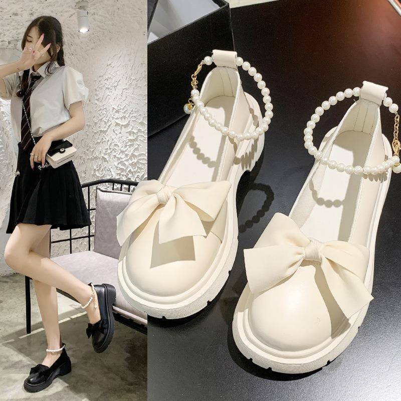 Mary Jane shoes women's spring and autumn new flat-soled single shoes women's summer soft-soled grandma shoes bow small leather shoes