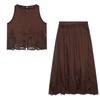 European and American French women's fashion, lace embroidered top skirt set 8741051