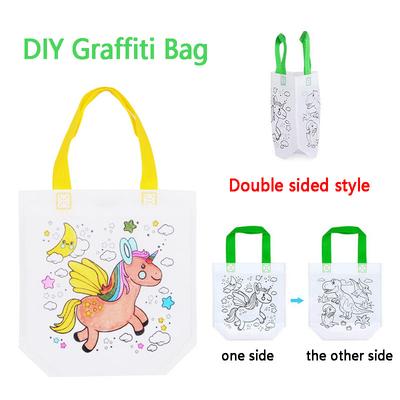 5/10pcs Double Sided Non-woven Graffiti Bags Holiday Party Gift Bag DIY Coloring Mini Shopping Storage with Watercolor Pen TMZ