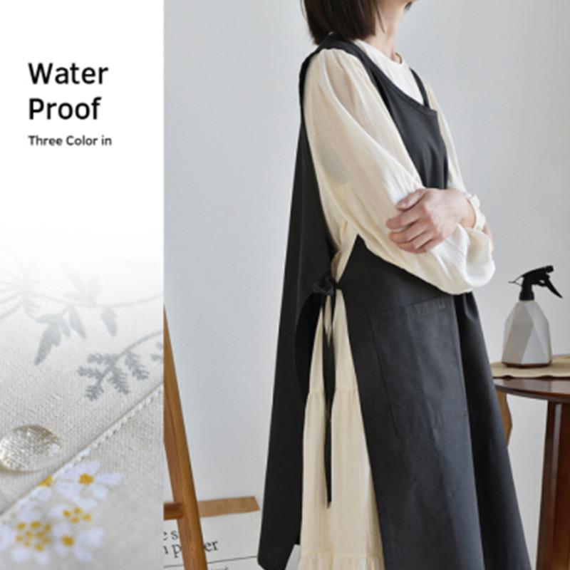 Wasserdichte, atmungsaktive Baumwollschürze für Zuhause, japanische und koreanische Hausarbeit, schmutzabweisend, für Küche, Café, Nagelstudio, Schürze