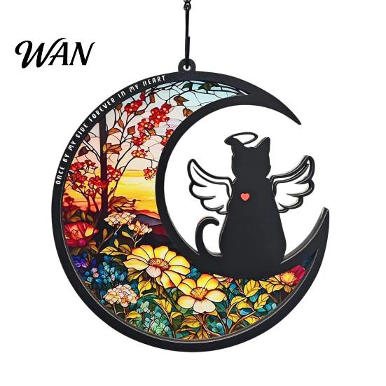 Pet Loss Gift Memorial Suncatcher Angel Cat Dog Sun Catcher Panel Stained Glass Memory Keepsake Window Hanging Ornaments Sympathy for Lovers