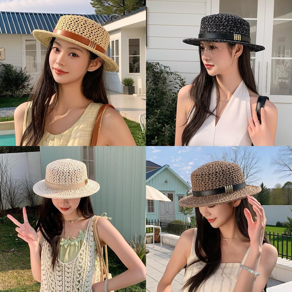 Vintage British Style Straw Hat With Sun Protection For Summer Travel