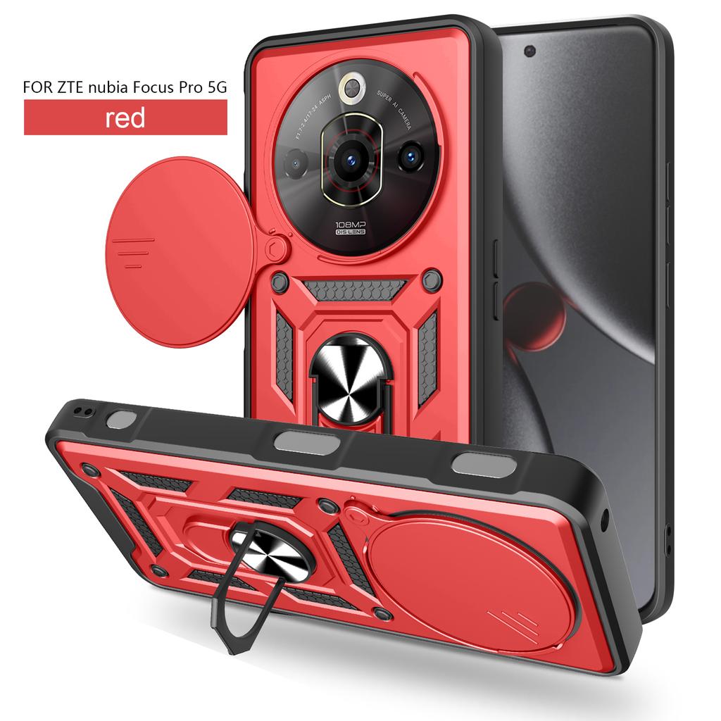 Für ZTE nubia Focus Hülle ZTE nubia Focus Pro Cover ZTE A75 Magnetischer Ringhalter Rüstungs-Handyhülle Schieb-Kamera-Schutz Rückseite