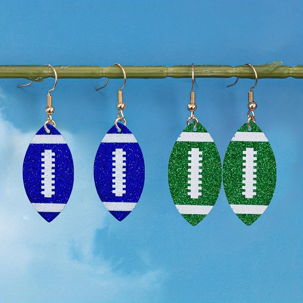 Ball Rugby Earrings Colorful Leather Earrings Hot Sale Creative New Fashion Acrylic Material