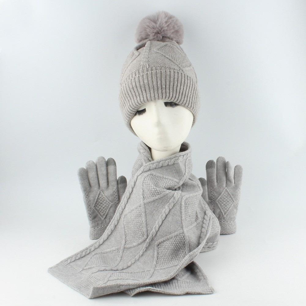 Warm Scarf and Hat Set Woolen Hat Yarmulke Pullover Cap Outdoor