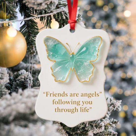Friendship Sea Glass Butterfly Ornament Friends Are Angels Christmas Tree Ornament Handmade Sea Glass Art Friendship Keepsake for Best Friends