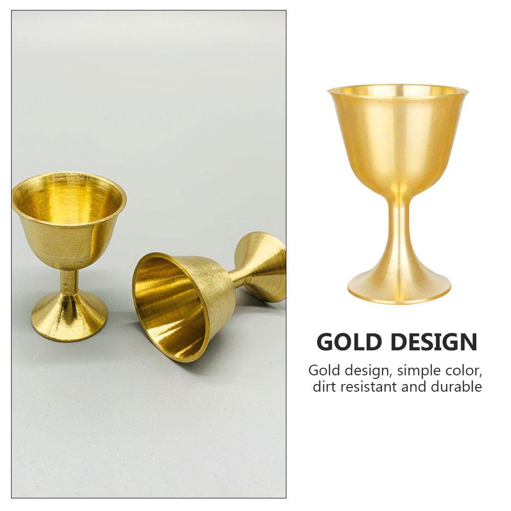 1Pcs Elegant Brass Cup Gold Finish Temple Offering Vessel for Wealth God Rituals Retro Decorative Buddhist Altar