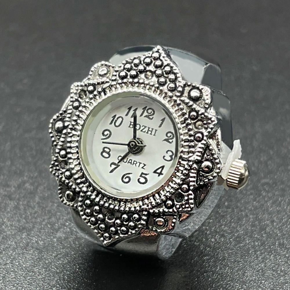 Unique Shape Rings Jewelry Clock Punk Finger Watch Ring Cool Roman Quartz Watch  Women