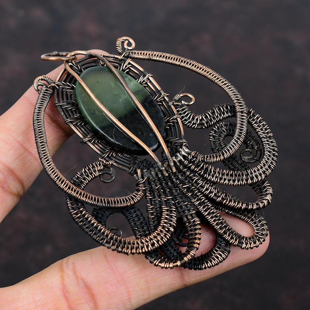 Vasonite Pendant Copper Wire Wrapped Pendant Handmade Octopus Pendant Genuine Gemstone Jewelry Designer Pendant For Gift Copper Wire Jewelry