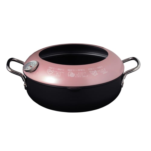 Maruyama Latelatte 24cm Tempura Pan with Thermometer and Hood, LA-24T, IH and Gas Stove Compatible, Iron, Deep Fryer, Tempura, Oil Pan, IH, Gas, Made