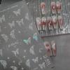 Gradient White Pink Butterfly Flower Shiny Stars Chic Spring Petal 5D Soft Adhesive Nail Art Stickers Decorations Manicure Decal