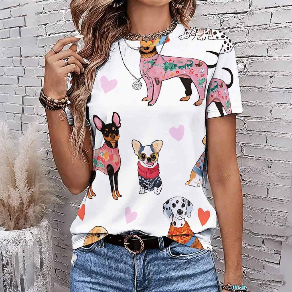Fashion Women Retro Animal Patterns Print T Shirt Funny Casual O-neck Short Sleeves T-shirt Summer Female Tee Shirt