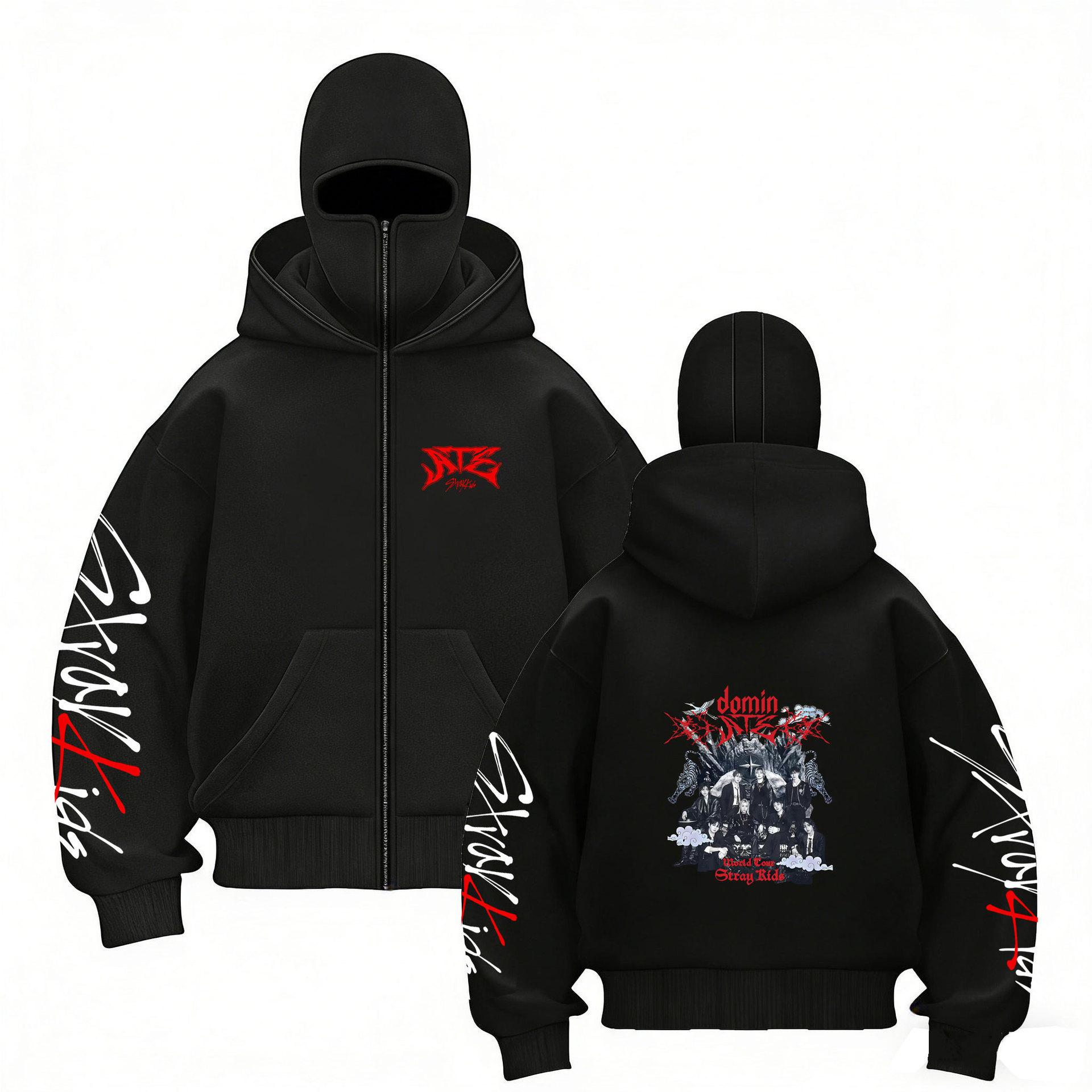 

Stray Kids Skz Харадзюку Принт Stray Kids Худі на блискавці з подвійним капюшоном, Худі SKZ з принтом Харадзюку для STAY, Сорочка на блискавці з двома капюшонами для чоловіків та жінок M
