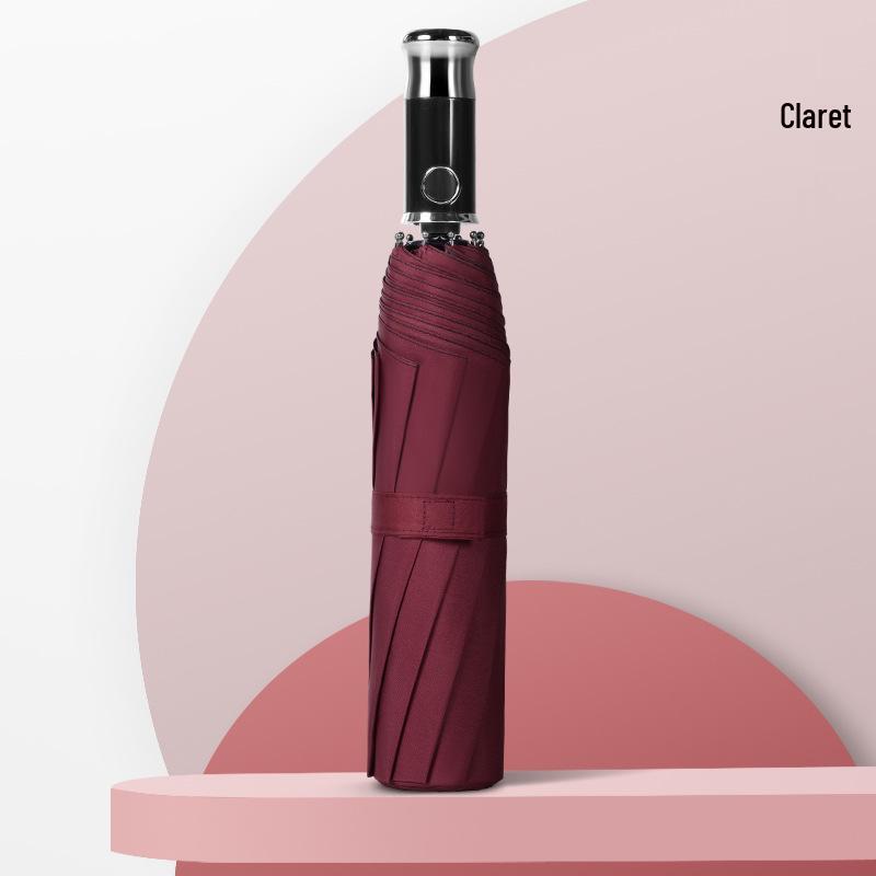 Dual-Use Automatic Umbrella for Men & Women: Sun & Rain Protection with black glue sunshade. Customizable with printed logo, fits two people.