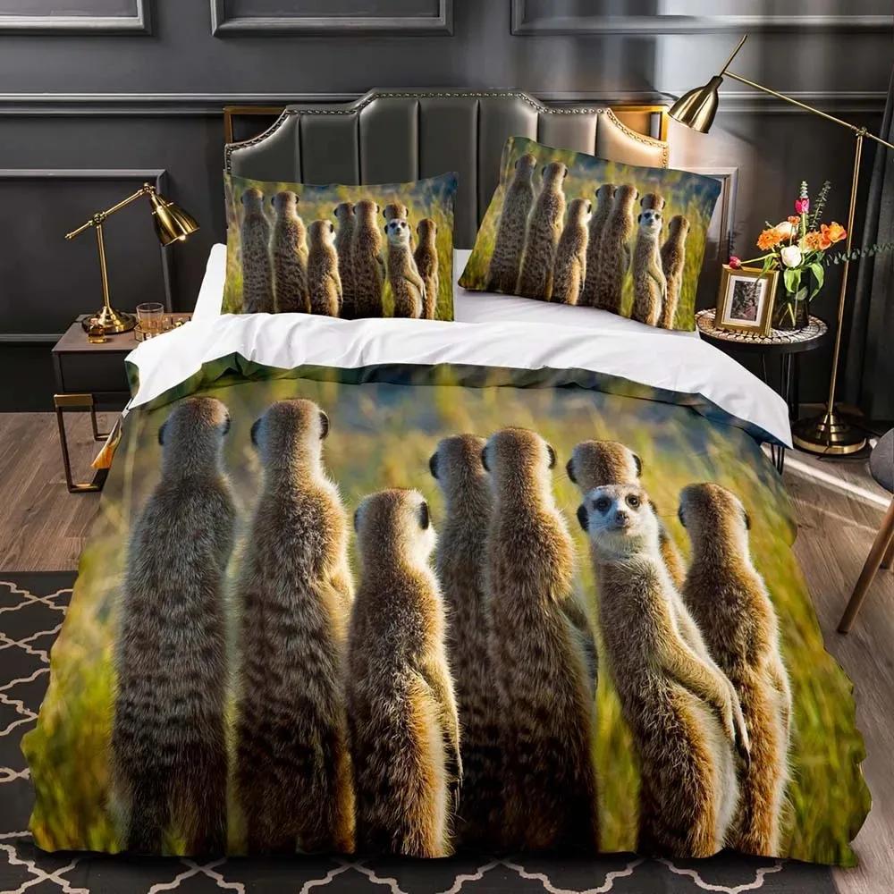 Lion King Queen Duvet Cover Watercolor Animal Bedding Set for Boys Teens Adults Colorful Wildlife 2/3pcs Polyester Quilt Cover