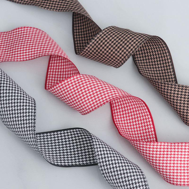 Handmade Decorative Romantic and Cozy 4cm Colorful Thousand Bird Plaid Clashing Ribbon Bow Ribbon Gift Holiday Clothing Packaging Decorative Fabrics