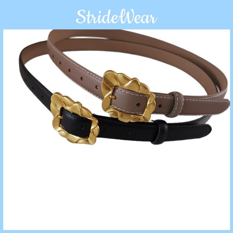 Womens Leather Fashion Belt With Flowers Shaped Metal Buckle For Casual Jeans And Office Wear