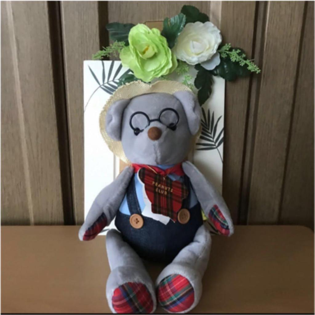 [USED] PEANUTS CLUB teddy bear, soft fabric, straw, mint condition, with tag