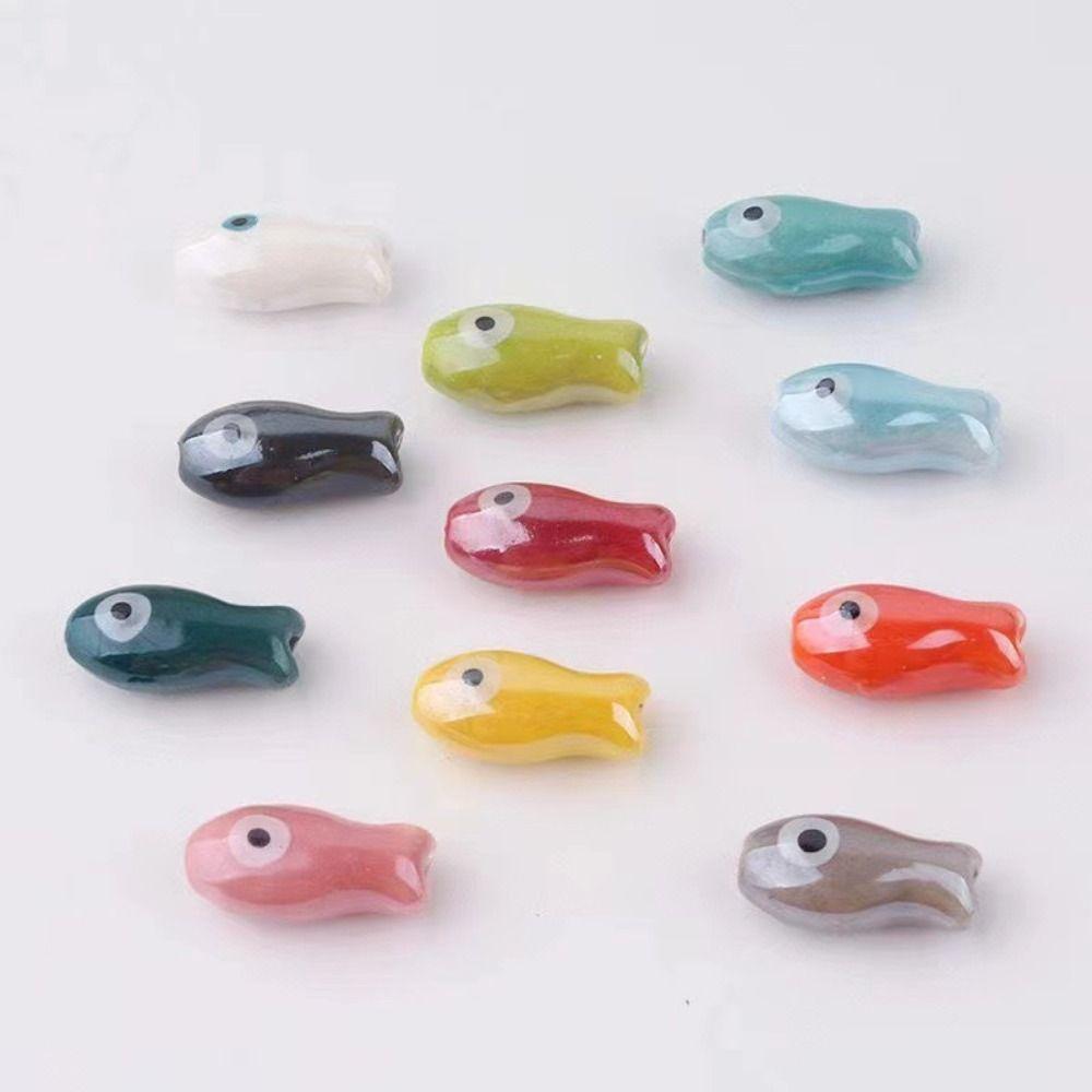 10Pcs Retro Small Fish Beads Charms Ceramic Spacer Loose Beads For Jewelry Making DIY Bracelet Accessories