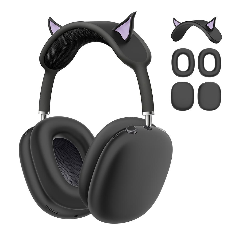 3-i-1 Silikonetui Øreputebeskytter/Ørekopper Beskytter/Pannebåndbeskytter Støtsikkert Etui for AirPods Max Trådløse Hodetelefoner