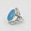 Oval Blue Chalcedony Ring, 925 Sterling Silver Designer Ring