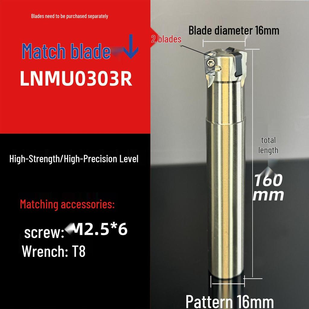 Shock-Resistant Fast Feed Milling Cutter Holder with Double-Sided Exn03R Toshiba lnmu0303 Insert for 4NTE90 Roughing.